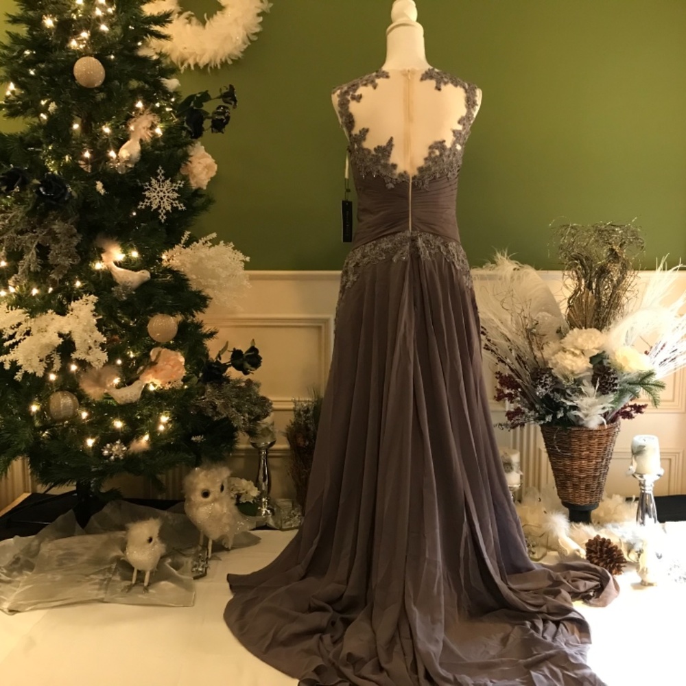 Grey formal Prom gown dress - Picture 5 of 7